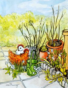 Hühner und Töpfe, Lucy Redman Open Garden