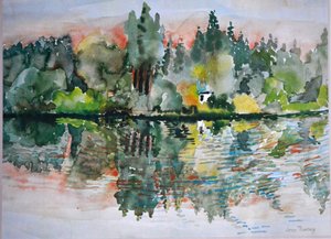 Der See bei Sonnenuntergang, Bremes les Ardres, 2000