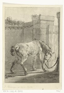 Ein Pferd an einen Pfahl gebunden von Joannes Bemme