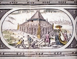 Darstellung der sieben Weltwunder: das Mausoleum von Halikarnassos. In 