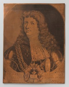 Kupferstichplatte mit Porträt (Bruststück) von Cornelis Speelman 1640-1684, Generalgouverneur von Niederländisch-Indien 1681-1684