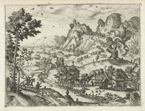Landschaft mit Falkenjagd (Serie) von Joannes van Doetechum (I) (attributed to)