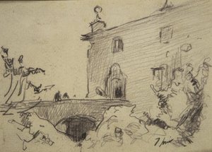 Zugang über eine Brücke zum Palast von Joaquim Mir i Trinxet