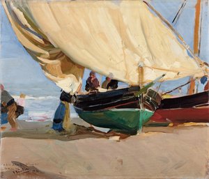 Fischer, gestrandete Boote, Valencia; Pescadores, barcas varadas, Valencia