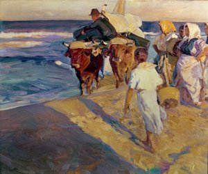 Boot wird am Strand von Valencia hereingezogen von Joaquin Sorolla y Bastida