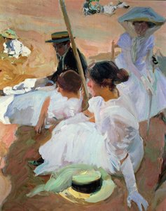 Unter dem Sonnenschirm, Zarauz von Joaquin Sorolla y Bastida