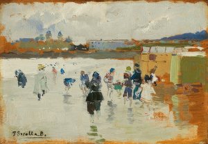 Der Strand von La Concha, San Sebastián von Joaquín Sorolla
