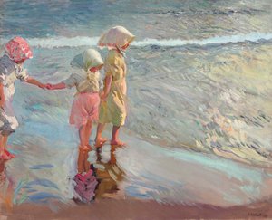 Die drei Schwestern am Strand, 1908