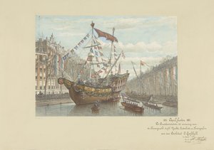 Dekorationen an der Herengracht anlässlich der Aprilfeste 1887 von Johan Adolph Rust
