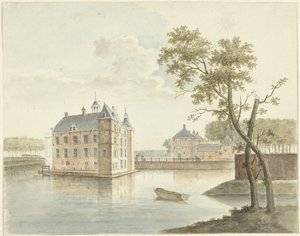Ansicht eines unbekannten Schlosses von Johan Antonie Kaldenbach