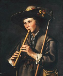 Ein Hirte spielt die Flöte