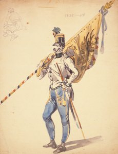 Ein Offizier mit einem Bataillonsbanner eines ungarischen Infanterieregiments, 1835-1848 von Johan Baptiste Heinefetter