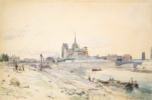 Notre Dame von Paris vom Quai de la Tournelle aus gesehen von Johan Barthold Jongkind