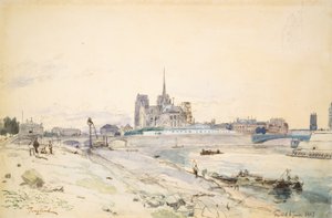 Notre Dame von Paris vom Quai de la Tournelle aus gesehen von Johan Barthold Jongkind