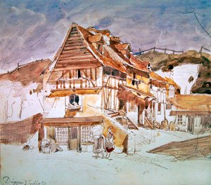 Alte Häuser in Dieppe, Normandie, Frankreich, 1851