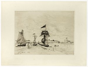 Pier im Hafen von Honfleur von Johan Barthold Jongkind