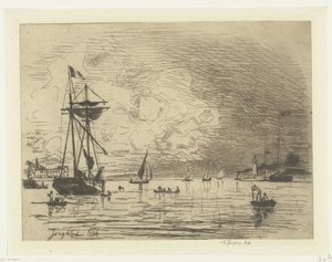 Ausgang des Hafens von Honfleur von Johan Barthold Jongkind