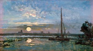 Ansicht eines Hafens in Holland von Johan Barthold Jongkind
