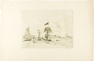 Holzsteg, Hafen von Honfleur von Johan Barthold Jongkind