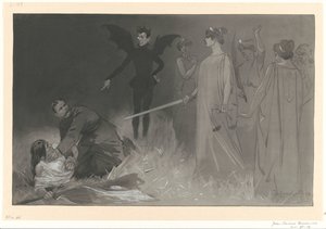Chamberlain als der Teufel und Kitchener in einer politischen Allegorie auf den Krieg in Transvaal von Johan Braakensiek