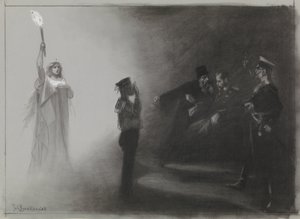 Entwurf für eine Illustration in De Amsterdammer: Die Niederlage Russlands zur See, 4. Juni 1905 von Johan Braakensiek
