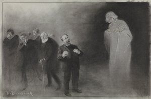 Entwurf für eine Illustration in De Amsterdammer: Das Vergessen von Schimmel im Neujahrswunsch des Stadttheaters, 13. Januar 1907