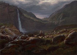 Feigenwasserfall (Feigefossen), Lysterfjord, Norwegen von Johan Christian Dahl