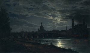 Ansicht von Dresden bei Mondlicht von Johan Christian Dahl