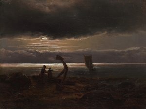 Mutter und Kind am Meer von Johan Christian Dahl
