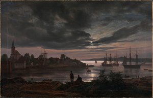 Larvik im Mondschein von Johan Christian Dahl