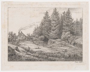 Bauernhütte am Waldrand von Johan Christian Dahl