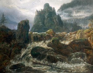 Romantische Ruinen mit Wildbach von Johan Christian Dahl