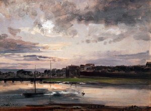 Die Elbe und Dresden Neustadt im Abendlicht von Johan Christian Dahl