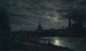 Ansicht von Dresden bei Mondschein