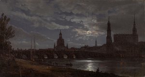 Blick auf Dresden im Mondlicht