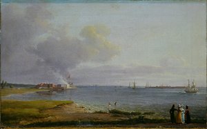 Blick über den Øresund bei den Kalkwerken