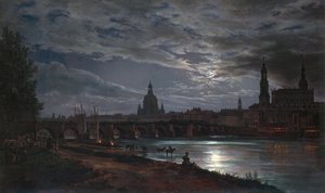 Ansicht von Dresden bei Mondschein von Johan Christian Dahl