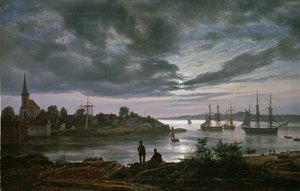 Mondscheinansicht von Larvik, Norwegen