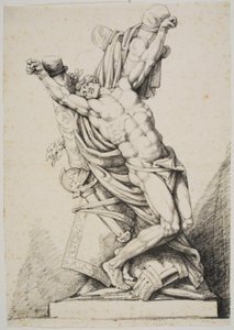 Nackter Krieger an einen Baum gebunden (Spartacus?) von Johan Christoph Petzold