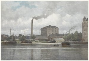 Die Zuckerraffinerie der Firma vom Rath an der Buitensingel, Nassaukade in Amsterdam von Johan Conrad Greive