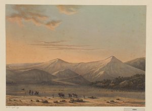 Ansicht des Bromo-Vulkans (Der feuerspeiende Berg Bromo im Jahr 1856, Residenz Probolingo)
