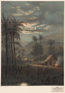 Landschaft bei Mondlicht in der Umgebung von Sumedang von Johan Conrad Greive