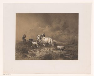 Hirte mit Herde im Sturm von Johan Daniël Koelman