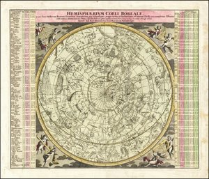1730 Himmelskarte der nördlichen Hemisphäre von Johan Gabriel Doppelmayr