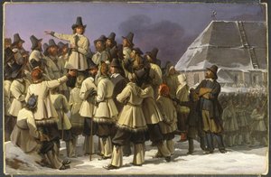 König Gustav Vasa von Schweden spricht zu den Männern aus Dalarna in Mora von Johan Gustaf Sandberg