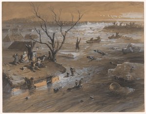 Deichbruch bei Brakel, 4. Januar 1861 von Johan Hendrik Weissenbruch (signed by artist)