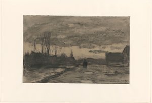 Ansicht einer Kaimauer von Johan Hendrik Weissenbruch (signed by artist)