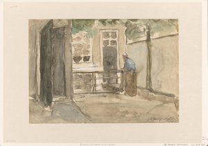 Ansicht eines Innenhofs aus dem Atelier des Künstlers in der Kazernestraat in Den Haag von Johan Hendrik Weissenbruch