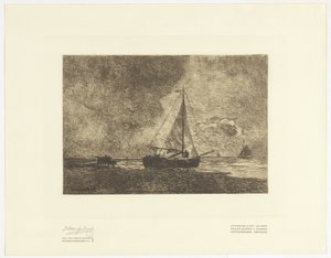 Strandszene mit Segelschiffen