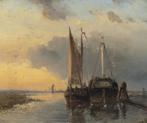 Hafen an einem niederländischen Fluss